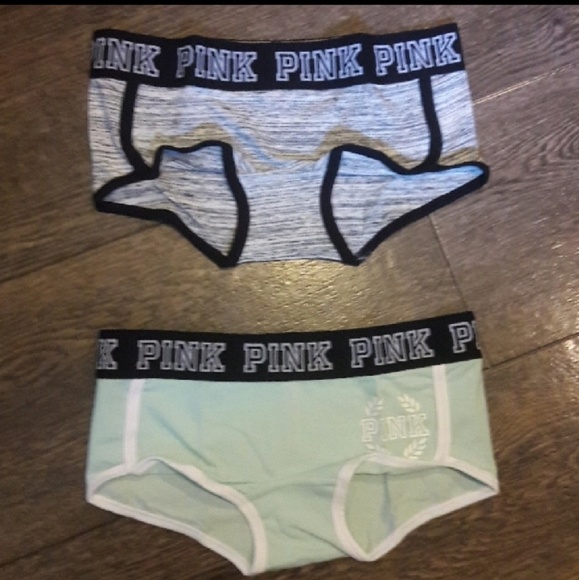 2 Pair New VS Pink Logo Boyshorts Grey XS L - Picture 2 of 2